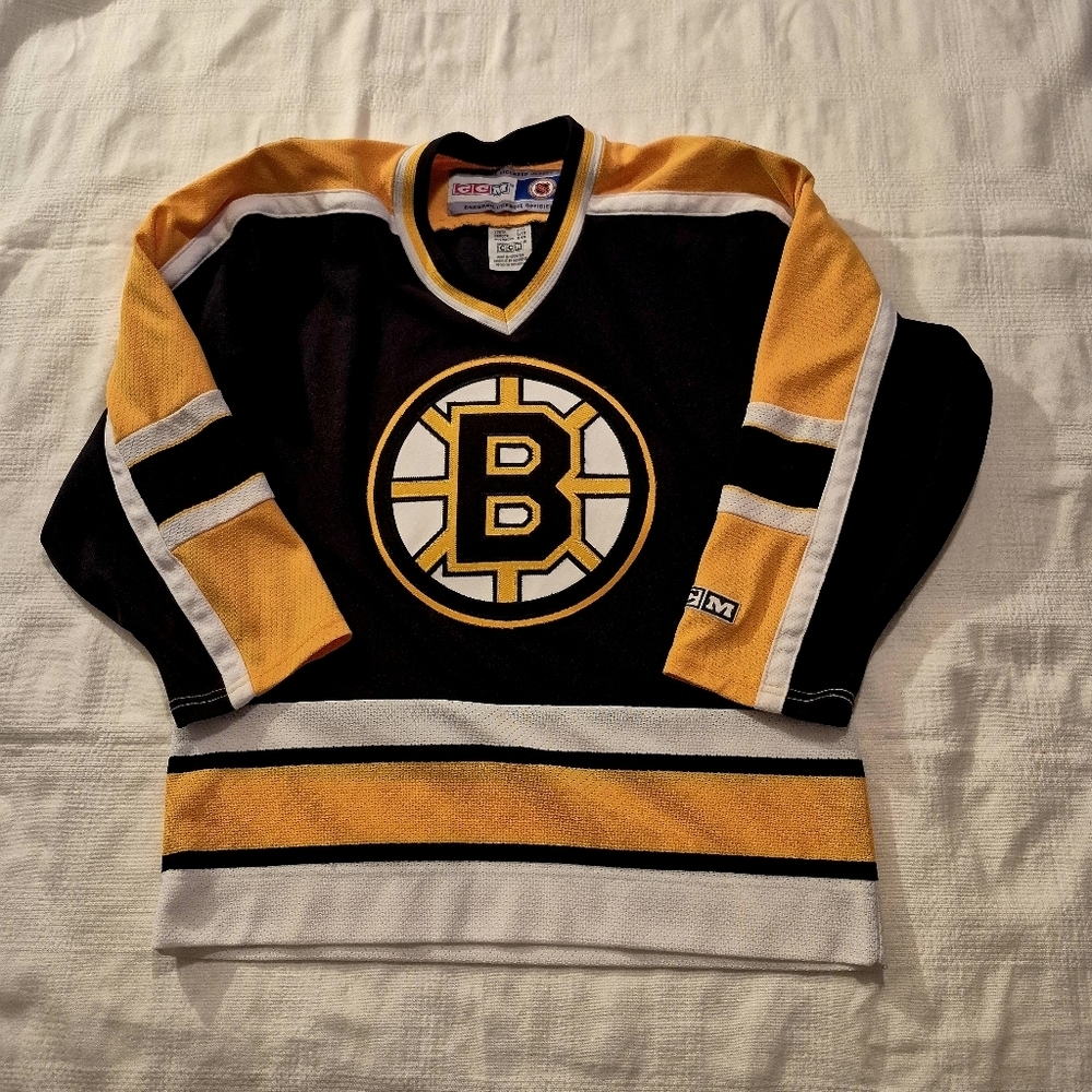 Boston Bruins NHL CCM Hockey Jersey Bear Logo Sewn Youth L/XL VGUC Mid 90's